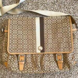 Coach Black and Tan Leather Trim Bag